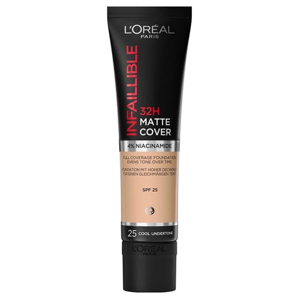 L'Oreal Paris Infallible 24h Matte Cover Foundation 30ml - 25 Ngjyrë e Fildishtë Rozë