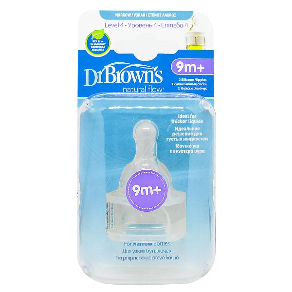 Dr. Brown's Options 313 Silicone Teats for Narrow Neck Baby Bottles 9m+ 2 copë
