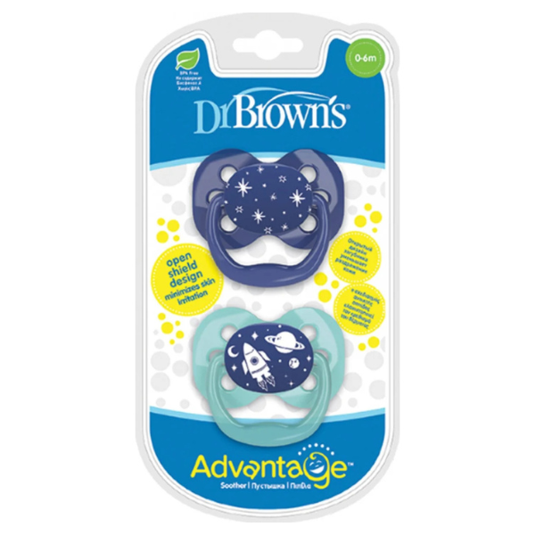 Dr. Brown's Advantage Silicone Soother 0-6m 2 copë - Blu e çelët-Blu