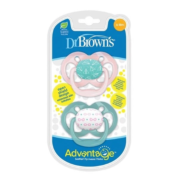 Dr. Brown's Advantage Silicone Soother 6-18m (PA22002) 2 copë - Rozë-Portokalli e Ndritshme