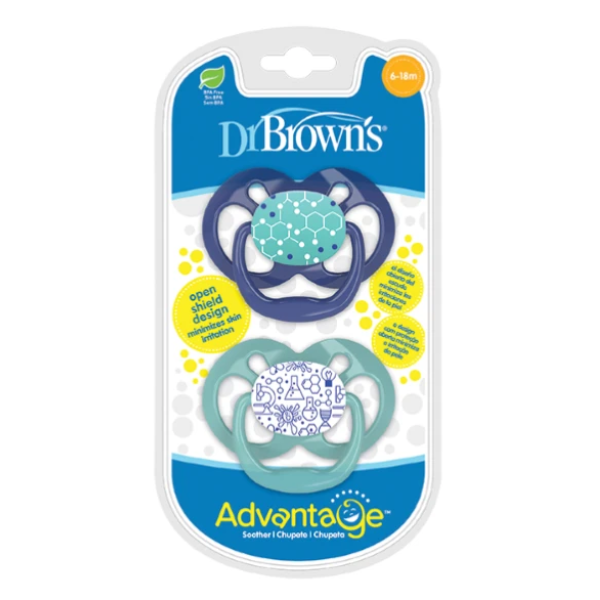 Dr. Brown's Advantage Silicone Soother 6-18m (PA22002) 2 copë - Blu-Veraman