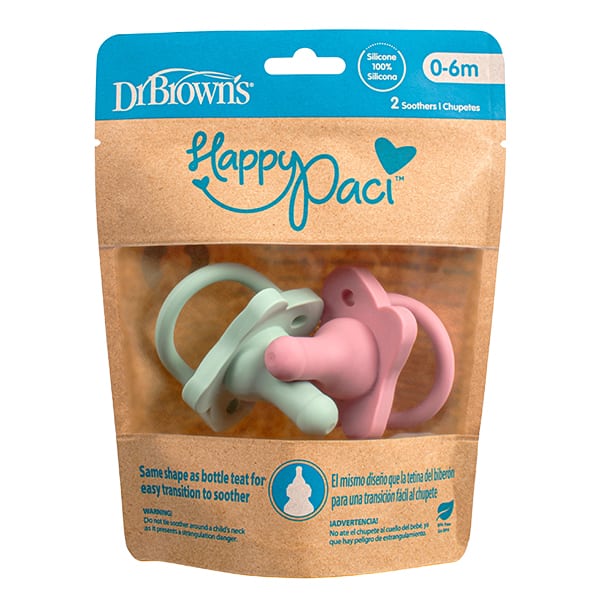 Dr. Brown's Silicone Soothers for 0-6m 2 copë - Rozë-Jeshile