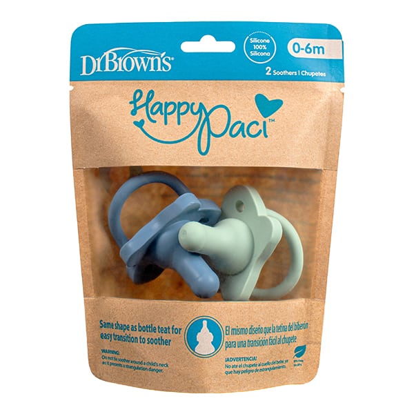 Dr. Brown's Silicone Soothers for 0-6m 2 copë - Blu-Jeshile