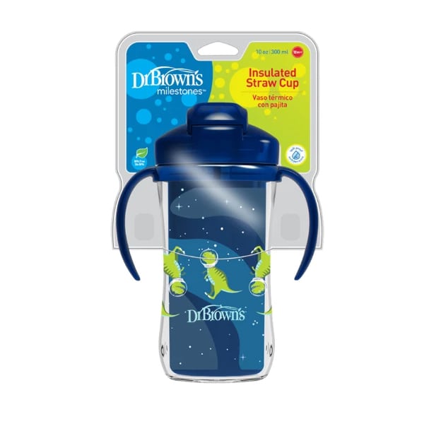 Dr. Brown's Insulated Straw Cup 12m+ 300ml - Dinosaur Blu