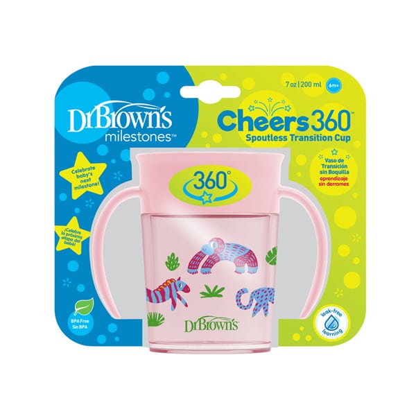 Dr. Brown's Cheers 360° Spoutless Transition Cup 6m+ 200ml - Pink-Monkey