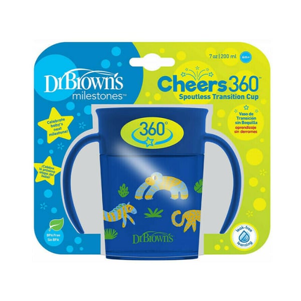 Dr. Brown's Cheers 360° Spoutless Transition Cup 6m+ 200ml - Blue-Monkey