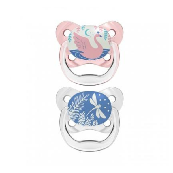 Dr. Brown's Prevent Glow-in-the-Dark Silicone Soother 6-18m (PV22007) 2 copë - Rozë-Transparente