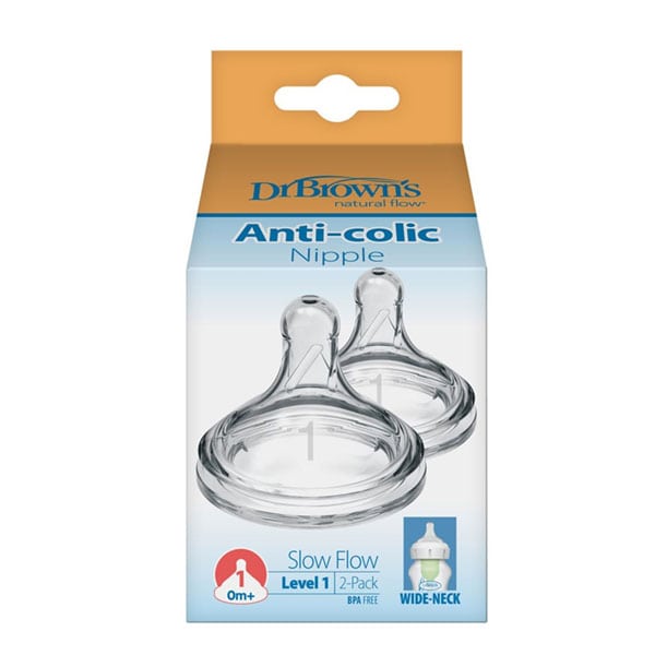 Dr. Brown’s Natural Flow Anti-Colic Nipple (1201) 0m+ Level 1 2 copë