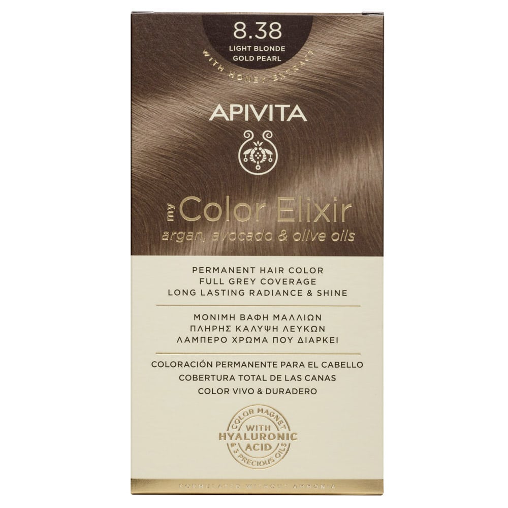 Apivita My Color Elixir Permanent Hair Color No 8.38 Light Blonde Gold Pearl 1 copë