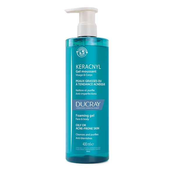 Ducray Keracnyl Foaming Gel Face & Body for Oily/Acne-Prone Skin 400 ml
