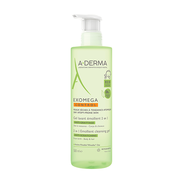 A-Derma Exomega Control Anti-Scratching 2in1 Emollient Cleansing Gel 500 ml
