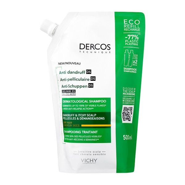 Vichy Dercos Anti Dandruff DS Dermatological Shampoo Dry Hair Eco Refill 500 ml
