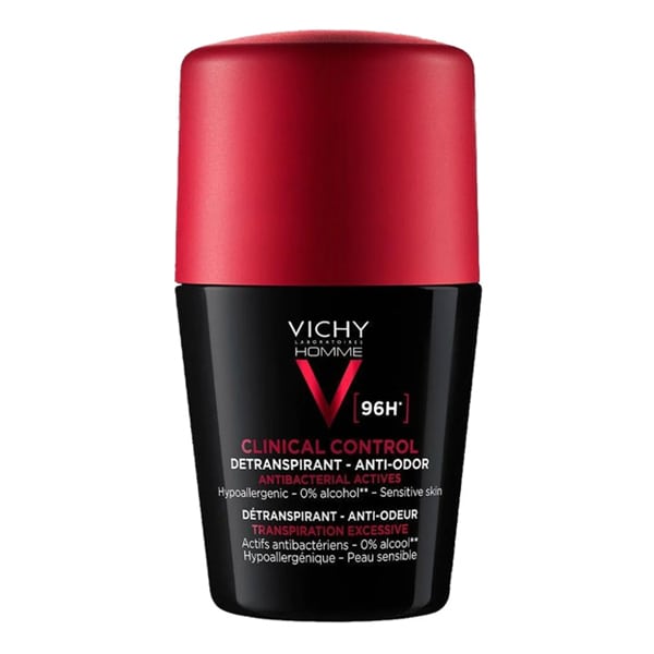 Vichy Homme Clinical Control 96h Detranspirant Anti-Odor Deodorant Roll-on for Sensitive Skin 50 ml