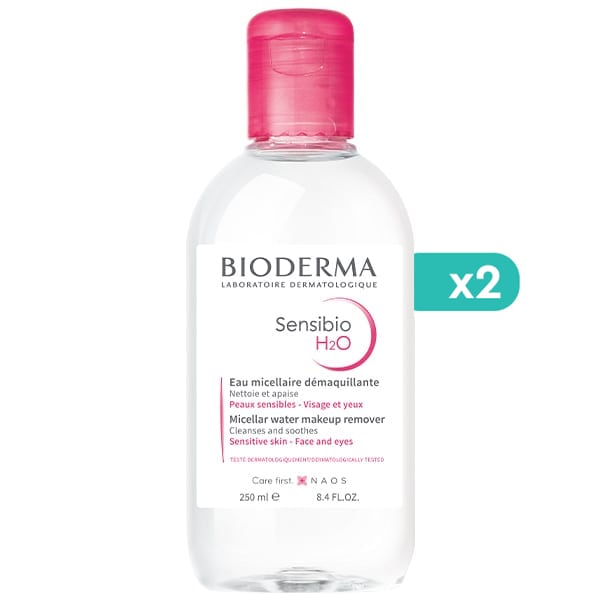2x Bioderma Sensibio H2O Micellar Water Makeup Remover for Sensitive Skin 2 x 250ml