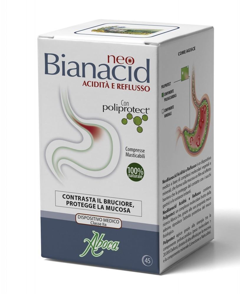 Aboca Neo Bianacid for Acidity & Reflux of the Gastroesophageal Mucosa 45 tableta përtypëse