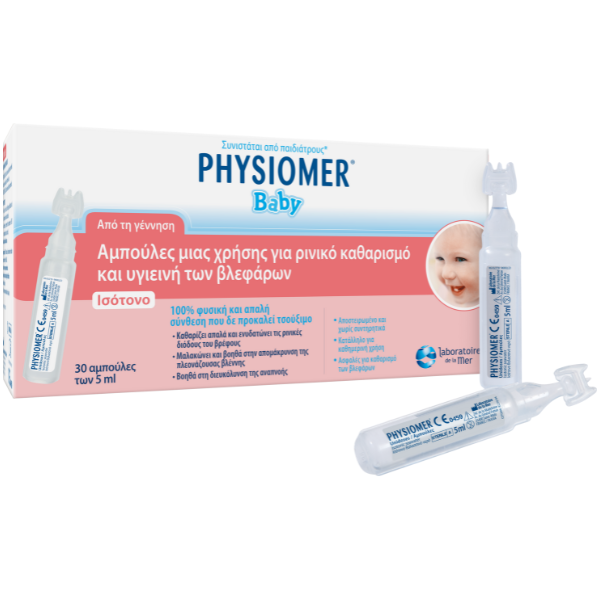 Physiomer Baby Unidoses for Nasal Cavities Cleansing & Eyelid Hygiene 0m+ 30x5ml
