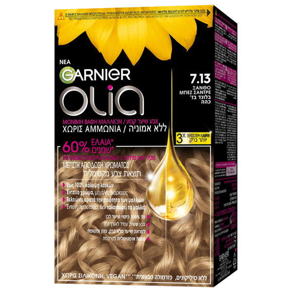 Garnier Olia Permanent Hair Dye No7.13 Dirty Blonde Beige 60g
