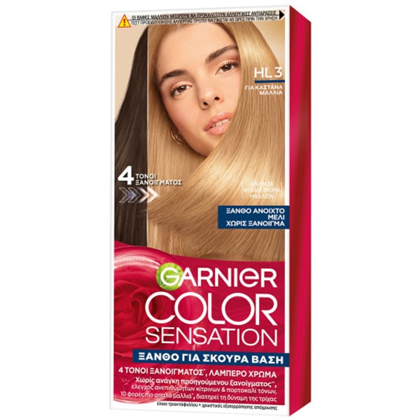 Garnier Color Sensation HL3 Permanent Hair Color Blonde Light Honey for Dark Base 40 ml