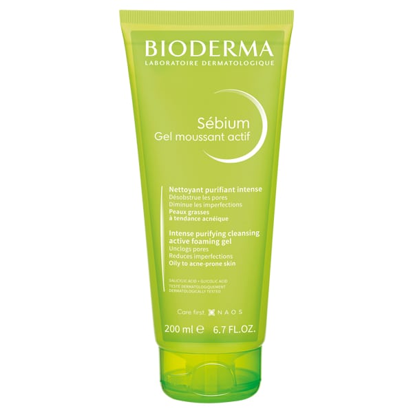 Bioderma Sebium Gel Moussant Actif Intense Purifying Cleansing Active Foaming Gel for Oily to Acne-Prone Skin 200 ml