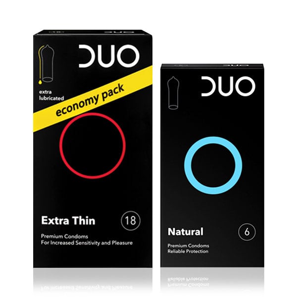 Duo Promo Pack with Extra Thin Condoms, 18pcs & Natural Condoms 6 copë
