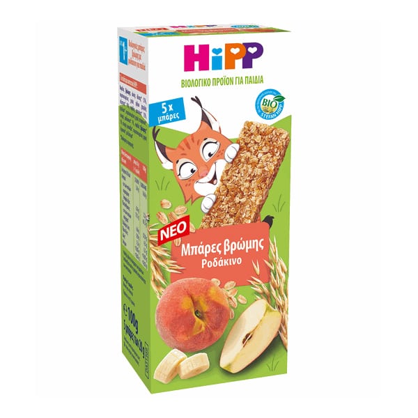 Hipp Peach Flavor Sugar Free Oat Bars 12m+ 5x20gr
