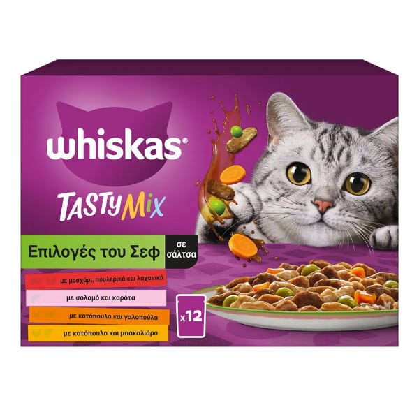 Whiskas Tasty Mix Wet Food for Adult Cats in Sauce with Chef's Choices Multipack 12x85gr