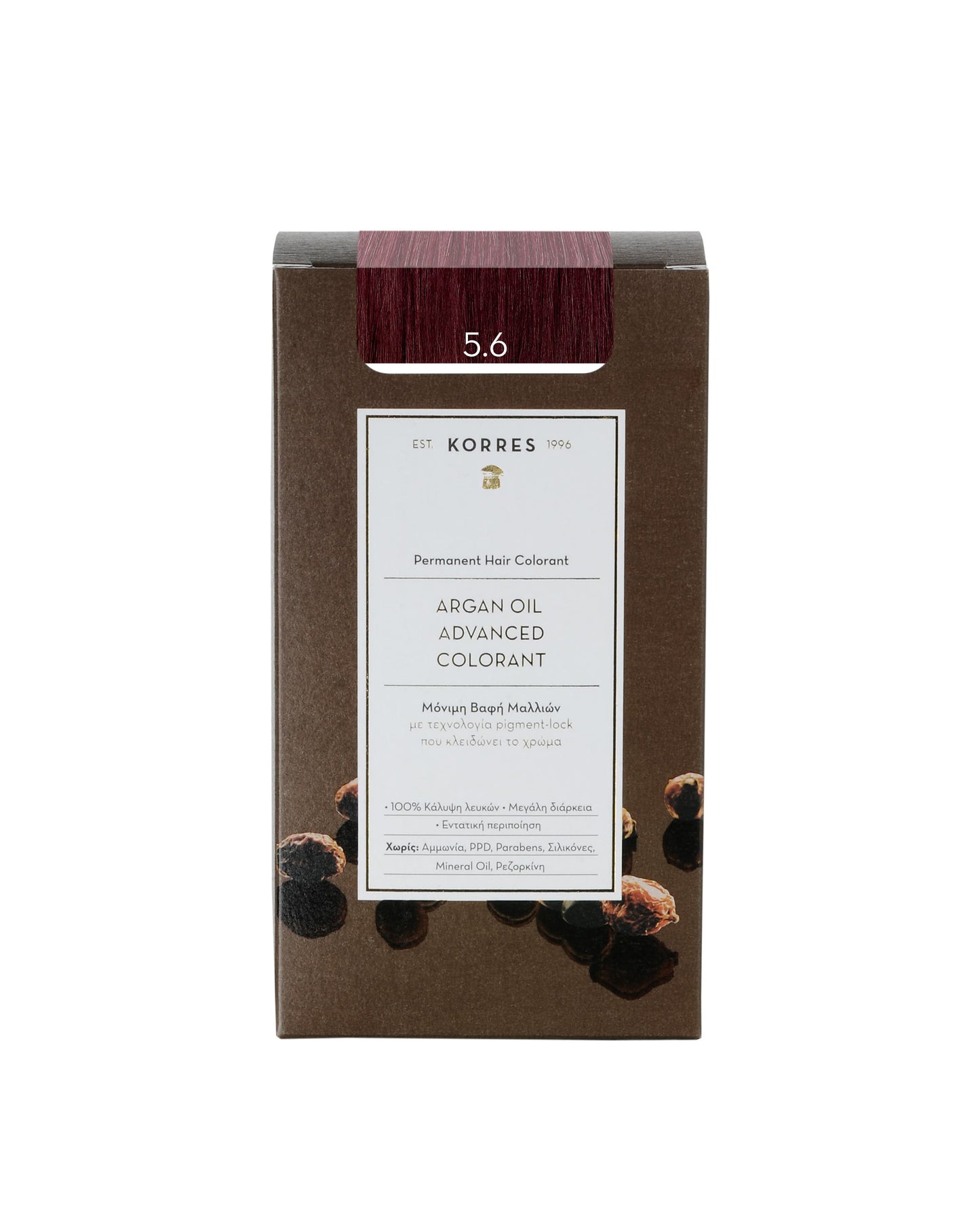 Korres Argan Oil Advanced Colorant with Pigment-Lock Technology 5.6 Red Light Brown 50 ml