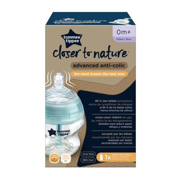 Tommee Tippee Closer to Nature Advanced Anti-Colic Baby Bottle Slow Flow 0m+ 150 ml