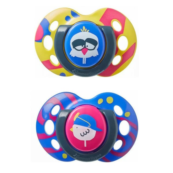 Tommee Tippee Fun Style Orthodontic Silicone Soother 6-18m 2 copë - Blu-Verdhë