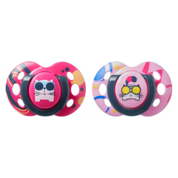Tommee Tippee Fun Style Orthodontic Silicone Soother 6-18m 2 copë - Fuksi-Rozë