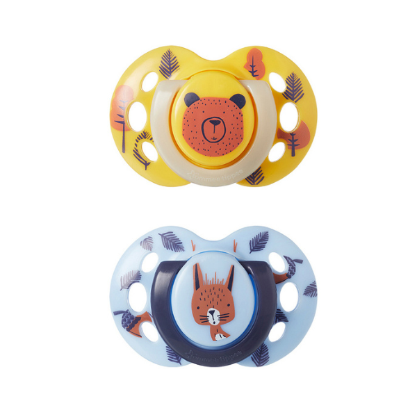 Tommee Tippee Fun Style Orthodontic Silicone Soother 6-18m 2 copë - E verdhë-Blu e çelët
