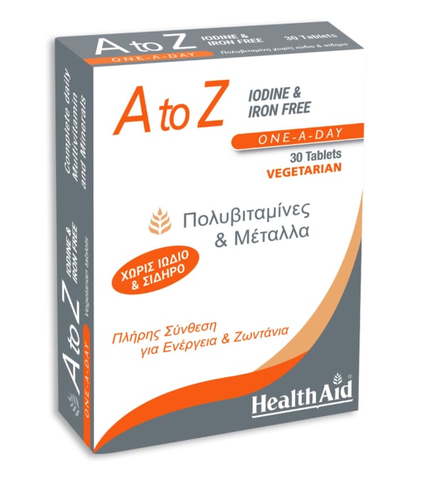 Health Aid A to Z Iodine & Iron Free 30 tableta
