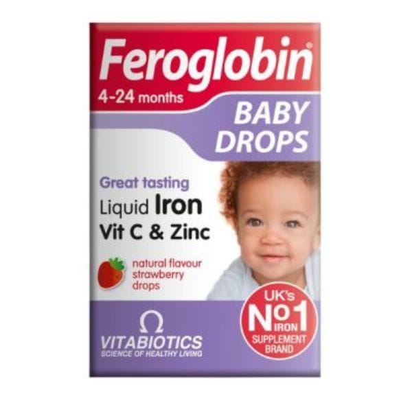 Vitabiotics Feroglobin Baby Drops Liquid Iron Vit C & Zinc 4-24 Months 30 ml