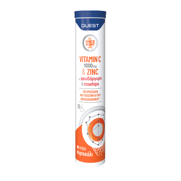 Quest Vitamin C 1000mg & Zinc & Rose Hips Orange Flavor 20 tableta efektive
