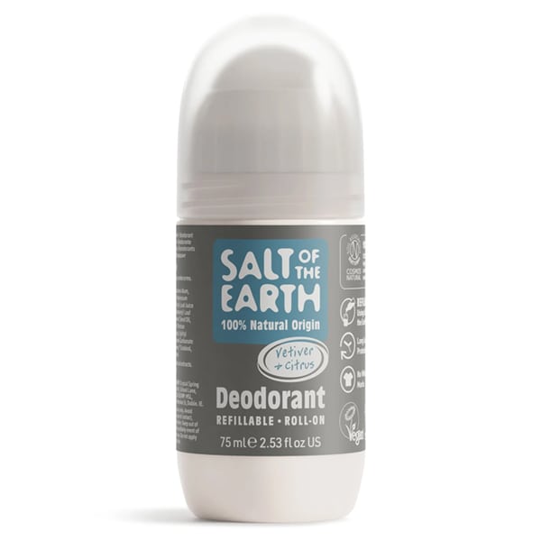 Salt of the Earth Vetiver & Citrus Natural Refillable Men's Deodorant Roll On 75 ml