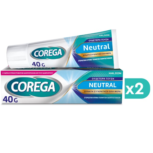 2x Corega Neutral Denture Adhesive Cream Taste-Free 2x40g