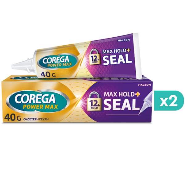 2x Corega Max Hold+Seal Denture Adhesive Cream 2x40g