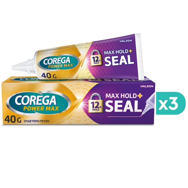 3x Corega Max Hold+Seal Denture Adhesive Cream 3x40g