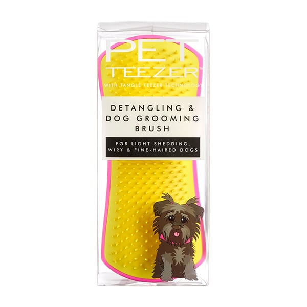 Pet Teezer Detangling & Dog Grooming Brush Medium-Large 1 copë - Rozë - E verdhë