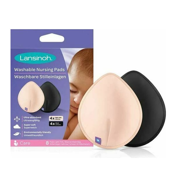 Lansinoh Washable Nursing Pads 4xPink & 4xBlack 8 copë