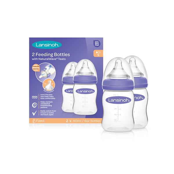 Lansinoh Feeding Bottles with NaturalWave Teat Slow Flow 2 x 160ml