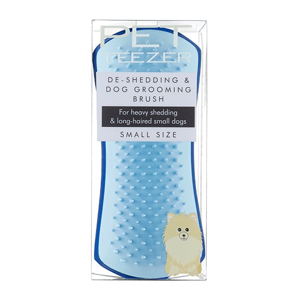 Pet Teezer De-Shedding Dog Grooming Brush Small 1 copë - Blu - Blu e çelët