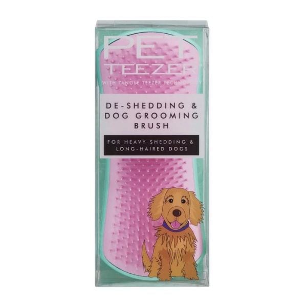 Pet Teezer De-Shedding & Dog Grooming Brush Medium-Large 1 copë - Mente - Rozë