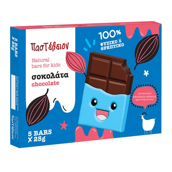 Pasteleion Natural Bars for Kids with Chocolate 25g x 5 copë