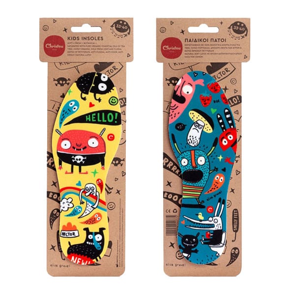 Christou Deodorising Kids Insoles Coloured Monsters 1 palë