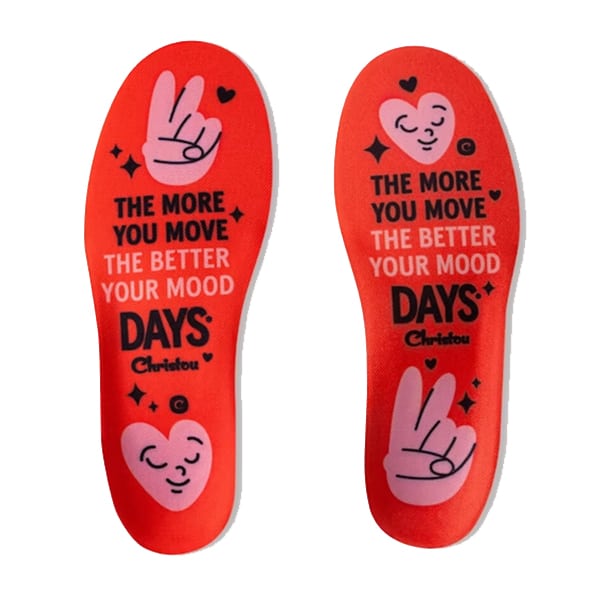 Christou Days Comfy Anatomical Kids Insoles Move Your Mood 1 palë - E kuqe