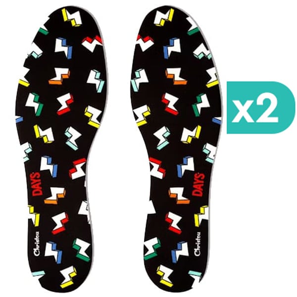 2x Christou Deodorizing Insoles Days Kids Fresh Thunderbolts Black No. 23-29 2x1 palë