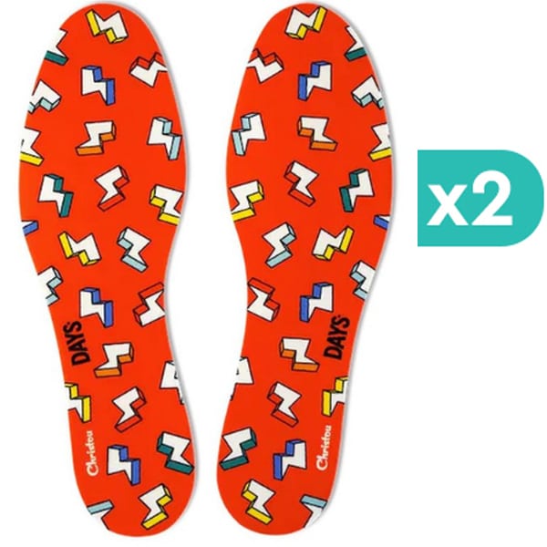 2x Christou Deodorizing Insoles Days Kids Fresh Thunderbolts Red No.23-29 2x1 palë