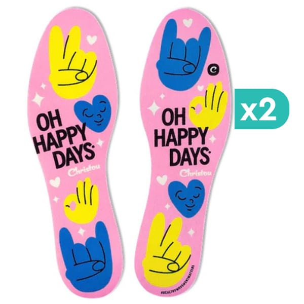 2x Christou Fresh Oh Happy Days Kids PiNk DeodorisiNg INsoles No.30-37 2x1 palë
