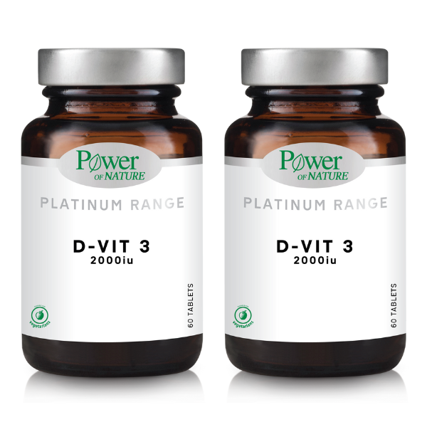 2x Power of Nature Platinum Range D-Vit3 2000IU 2x60tabs